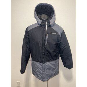 Columbia Women Hooded Insulated Ski Jacket Parka Coat Black  Gray Women L Large